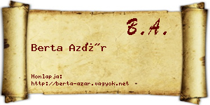 Berta Azár névjegykártya